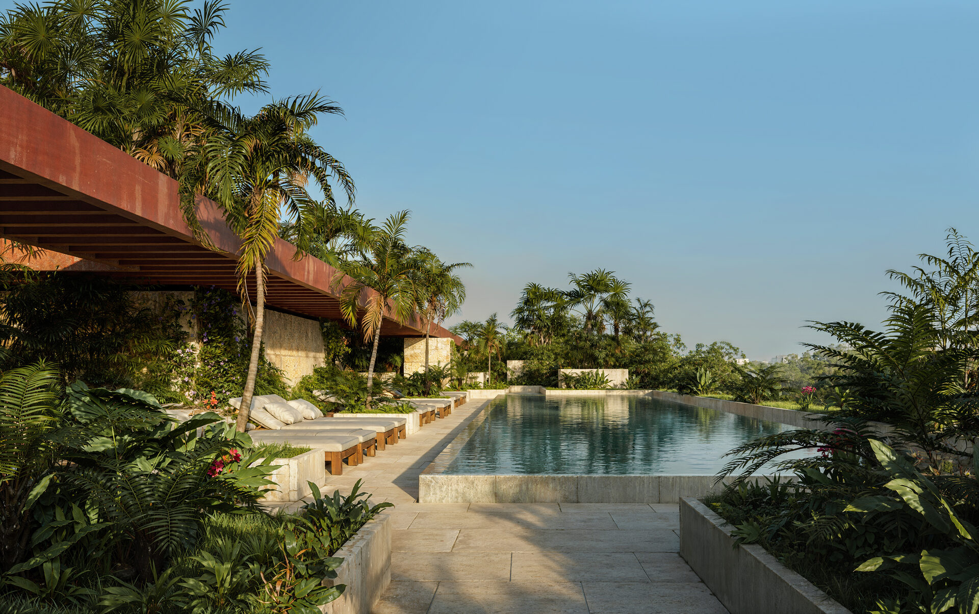 Rooftop pool deck at the residences